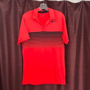 Nike Golf Men's Bright Red Polo with Black Stripes